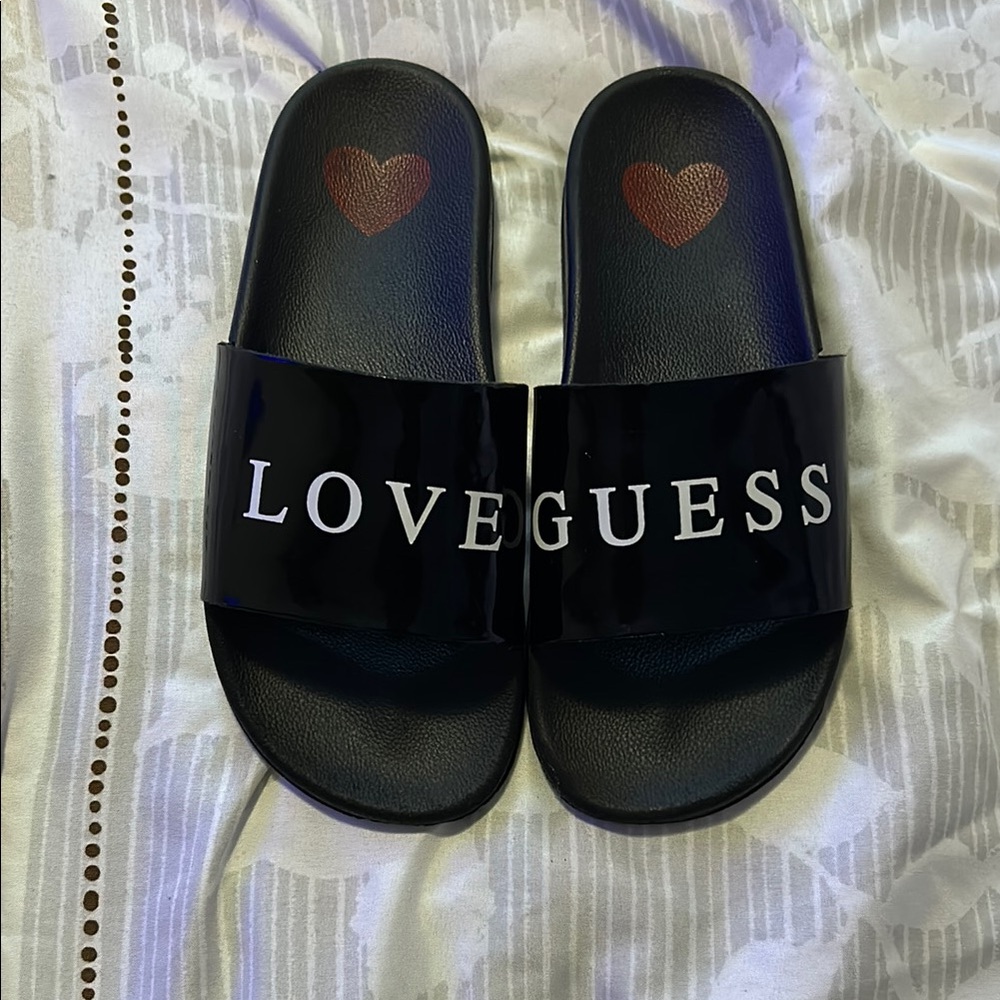 Guess Black Minimalist Slide Sandals